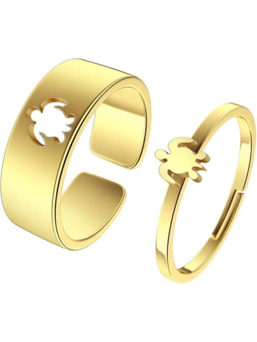 Sea Turtle gold 2Pcs Matching Cute Animals Promise Engagement Ring